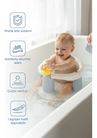 Babyjem Önden Açılır Banyo & Mama Oturağı Kum Beji Çok Renkli