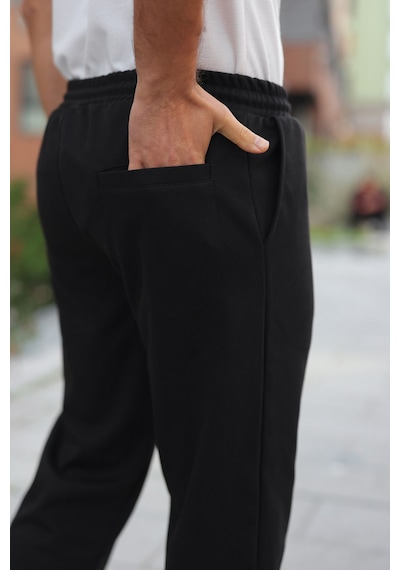 Vento Elegante Siyah Jogger Pantolon Fermuarlı Siyah Renk