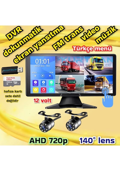 Havalı Tohum Makinası Mibzer 2 Adet Ahd 720p Beyaz Ledli Kamera Dokunmatik 10.36 İnç Monitör 12 V