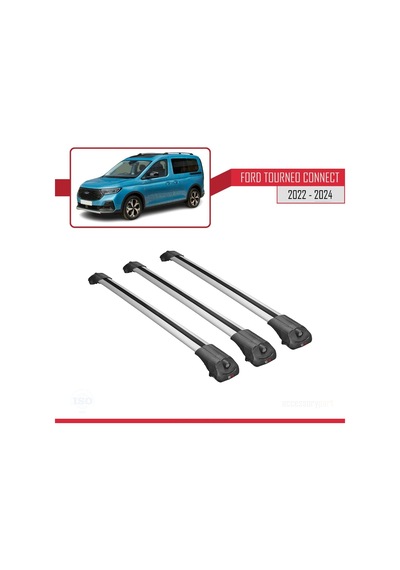 Ford Turneo Connect 2022 Ve Sonrası İle Uyumlu Ace-1 Ara Atkı Tavan Barı Gri 3 Adet Bar