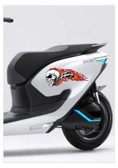 Alevli Kurukafa Sticker - Araba Oto Motosiklet Karavan Cam Sticker - 00027 30X14 Cm