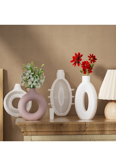 Silikon Kalıp Taş Tozu İthal Dekoratif Büyük Boy Uzun Vazo Kalıbı Hb450-0184