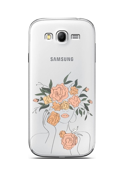 Samsung Uyumlu Grand Neo Powder Flowers Tasarımlı Süper Şeffaf Telefon Kılıfı Çok Renkli