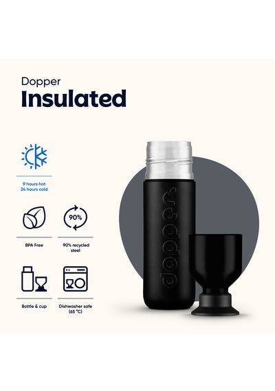 Dopper Insulated Yalıtımlı Termos Şişe 350 Ml - Gece Siyahı Siyah