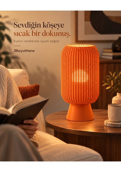 Modern Dekoratif Masa Lambası Salon Ve Yatak Odası İçin Abajur, 10 Renk Seçeneği, E14 Led Uyumlu Turuncu