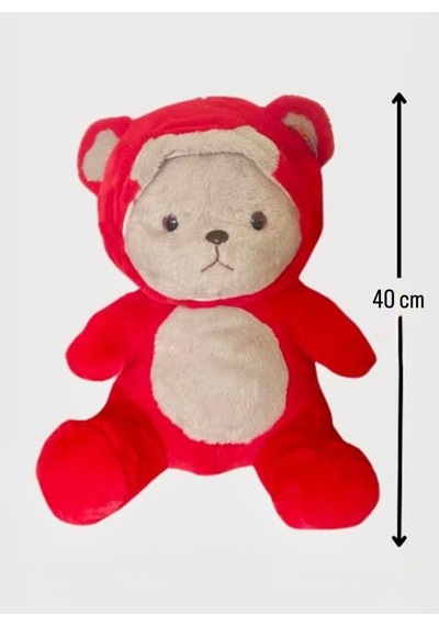 Kapşonlu Sevimli Kırmızı Ayıcık 40 Cm Sevimli Konforlu: Peluş Uyku Yastığı Ve Sarılma Arkadaşı Dekoratif Oyuncak
