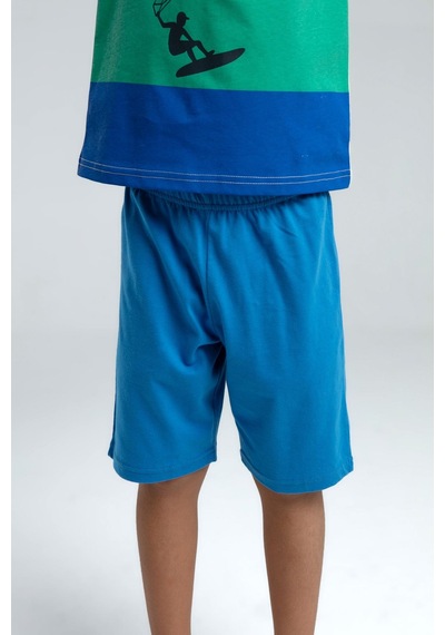 Rolypoly Roly Poly Renkli Erkek Çocuk Kısa Kol Bermuda Şortlu Pijama Takım Yeşil