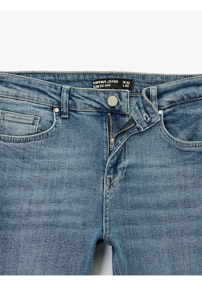 Koton Pamuklu Normal Bel Slim Fit Jean Pantolon - Brad Jean Orta İndigo 7wam40005nd