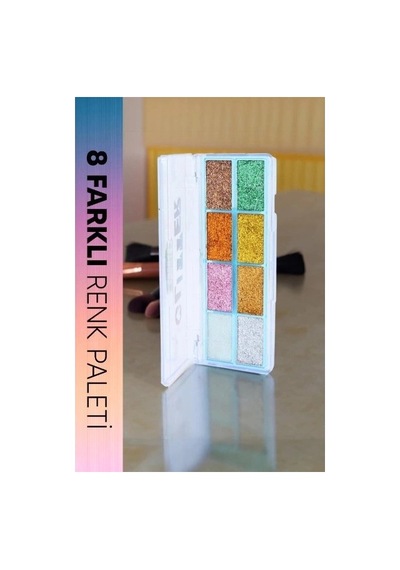 Özel Üretim Makyaj 8 Renk Yaz Glitter Far Paleti - 2'li Set Diğer