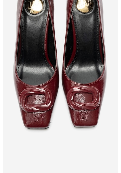 Luvi Shoes Vlınder Bordo Kırışık Rugan Tokalı Kadın Topuklu Ayakkabı