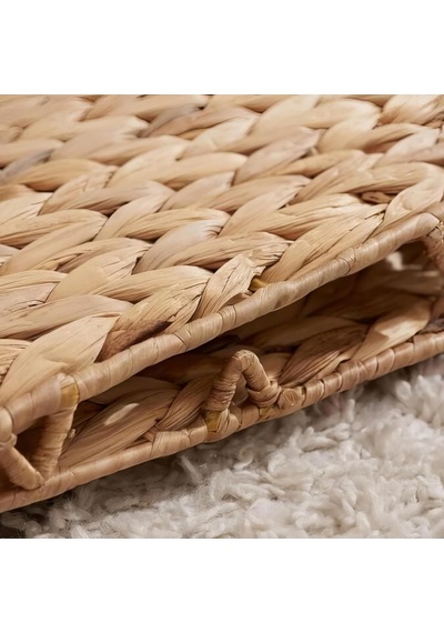 Su Sümbülü Hasır Bambu Rattan Katlanır Sepet Organizer & Çok Amaçlı Kare Düzenleyici 30x30x30
