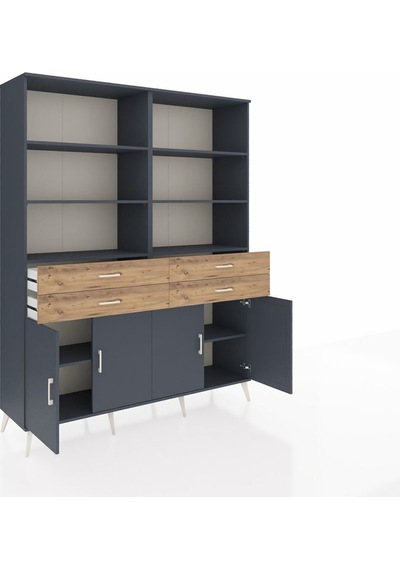 Hyperion Gardrop 8 Raflı 4 Çekmeceli 4 Kapaklı 176x44x221 Antrasit-antrasit/çam Antrasit/çam Hyperion Gardrop 8 Raflı 4 Çekmeceli 4 Kapaklı 176x44x221 Antrasit-antrasit/çam Antrasit/çam