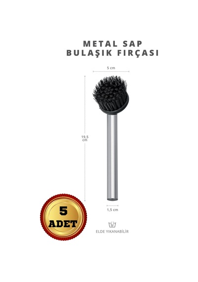 Milena Life Metal Saplı Pratik Lavabo ve Bulaşık Fırçası 5'li