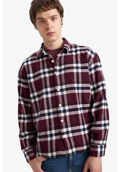 Defacto Boxy Fit Flanel Gömlek G7504ax26spbr230 Bordo-br230