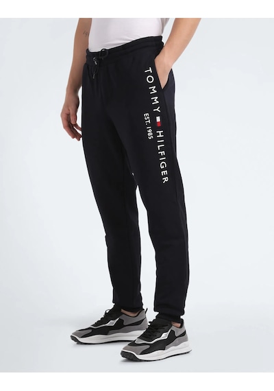 Tommy Hilfiger Erkek Alt Eşofman Yazı Logo Nakışlı Siyah