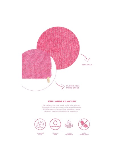 Extra Esnek Pembe Banyo Lifi Tüm Cilt Tiplerine Uygun Duş Lifi - Unisex 30x40 Cm