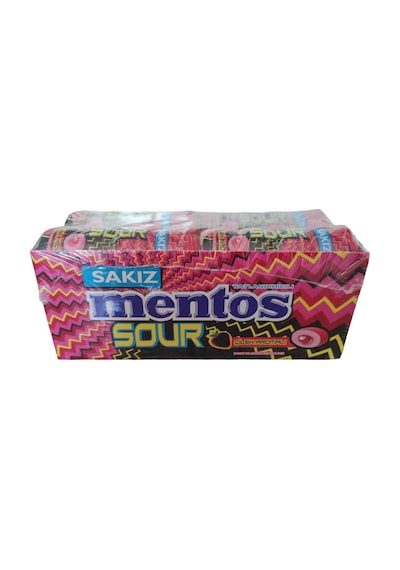 Mentos Sour Çilek Aromalı Şekersiz Tatlandırıcılı Ekşi Draje Sakız 30 G X 12 Adet