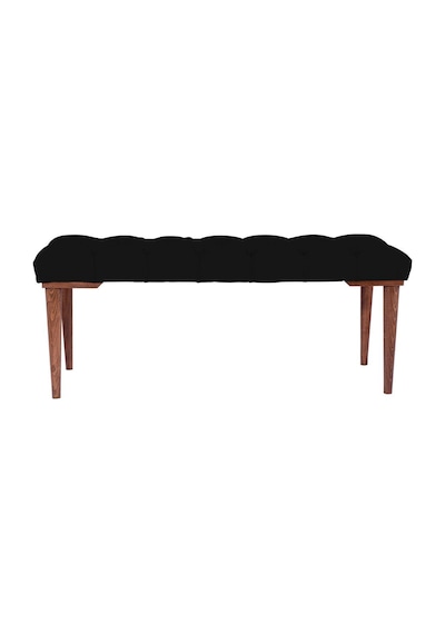 Gazzini Classic Retro Gürgen Ayak Chester Model Kapitoneli Siyah Puf Bench - Ceviz Ayak