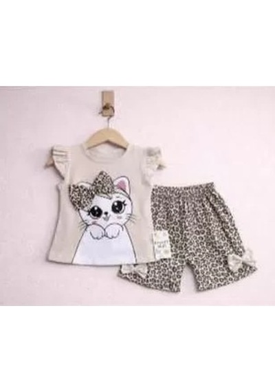 Veraura Lifestyle 9/24 Ay Leopar Kedi Baskılı Bebek Takımı KREM