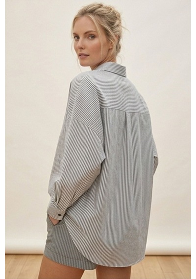 Hiccup Bdart Oversize Uzun Kollu Poplin Gömlek Lacivert Af