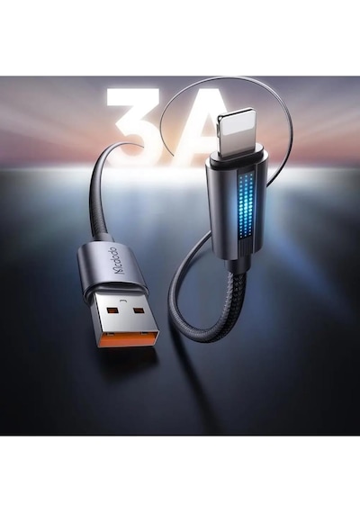 Mcdodo Ca-5660 Usb Apple Uyumlu iPhone Led Işıklı Data Şarj Kablosu 1.2m - Siyah