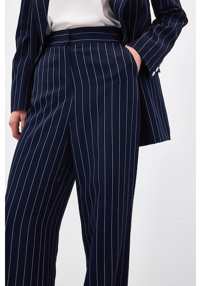 Sateen Rina Çizgili Pantolon - Lacivert-136971 Lacivert