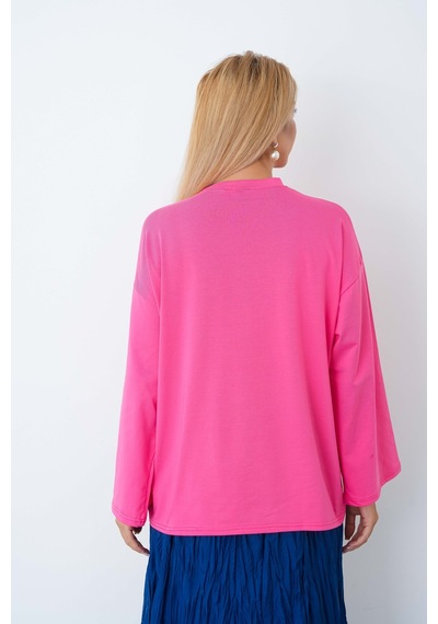 Herkesemoda Kadın Tesettüre Uygun Geniş Kollu Body Pembe