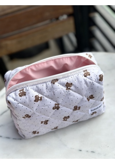 Batekso Mini Ayıcık Desenli Makyaj Çantası  Büyük Boy