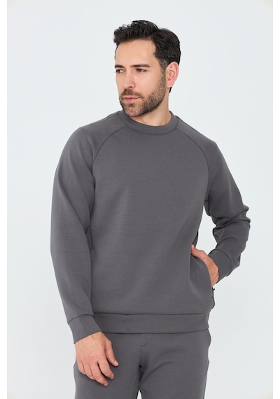 White Stone Koyu Gri Pamuklu Erkek Basic Sweatshirt K.grey