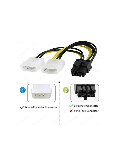 8 Pin Ekran Karti Power Kablosu - Pcıe Ekran Kartı Güç Kablo 8 Pin Power To Molex