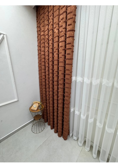 Nivemeshome Duru 3-0008 Kiremit 1/3 Pileli Fon Perde 60x270