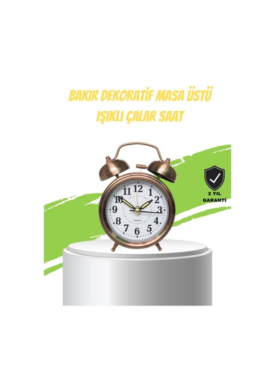 Nostaljik Bronz Metal Alarmlı Masa Saati Büyük Boy Aatbronz-58d3c Diğer