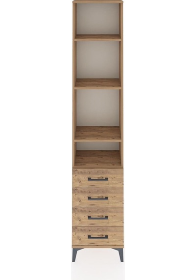Arges Dolap 4 Raflı 4 Çekmeceli 44x30x221 Çam-çam Çam
