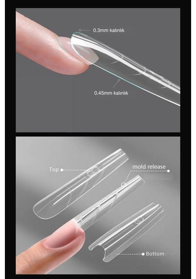 Dual Form Stiletto Oval Sandviç Tırnak Protez Tırnak Kalıp Üst From Stıletto-137