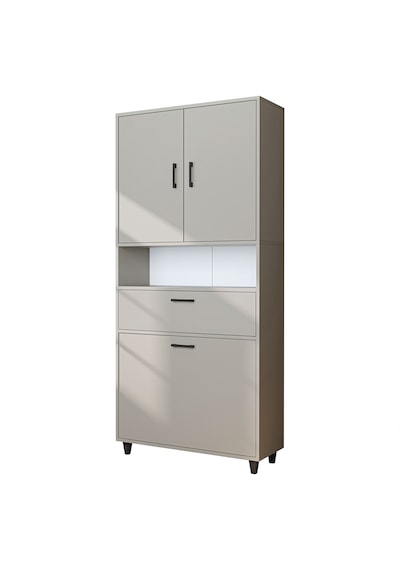 Çamaşır Sepetli Banyo Dolabı, Çok Amaçlı Çekmeceli Dolap 90 X 200 Cm Kumtaşı