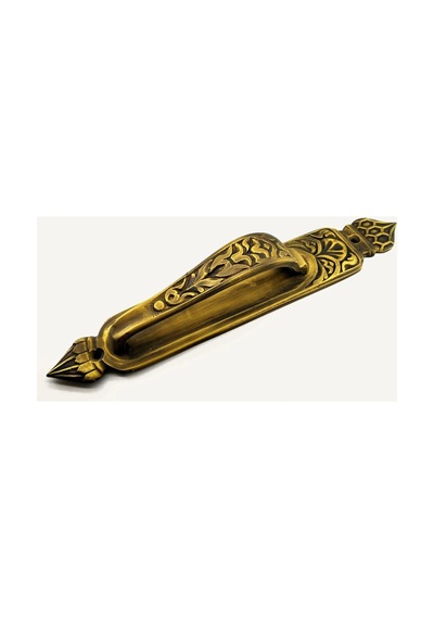 Cntma Antika Tarz Dekoratif Pirinç Kubbeli Çekme Kapı Kolu - 396x68 Mm, Antik