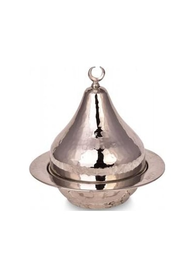 Heybeli Şekerlik 14 Cm El Dövme Nikel Turna5824-2