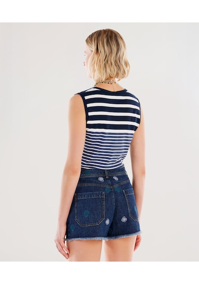 Yargıcı Nakış Detaylı Denim Şort 25ykbr8023x 515 Mavi