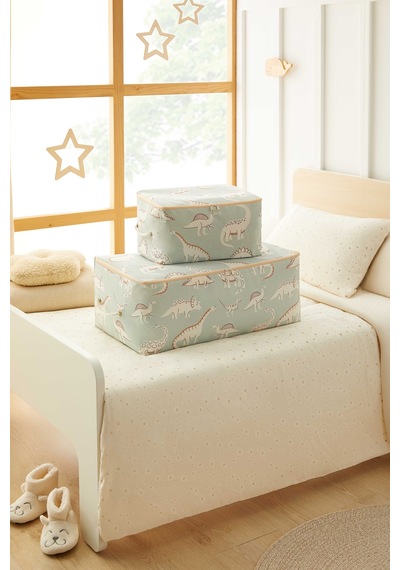 Ocean Home Textile 4'lü Çocuk Odası Dinozor Hurç Set 2 Adet 30 X 22 X 18 / 2 Adet 52 X 28 X 21 Cm Yeşil