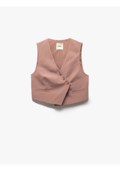 Koton Kolsuz Düğmeli Asimetrik Kruvaze Modal Yelek Rose 5sak20053pw Pembe