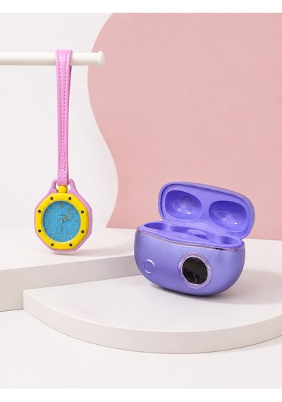 Şarj Kutulu Kablosuz Kulaklık Ve Pembe Çanta Charm Analog Saat Seti Müzik Ve Aksesuar Bir Arada Altın