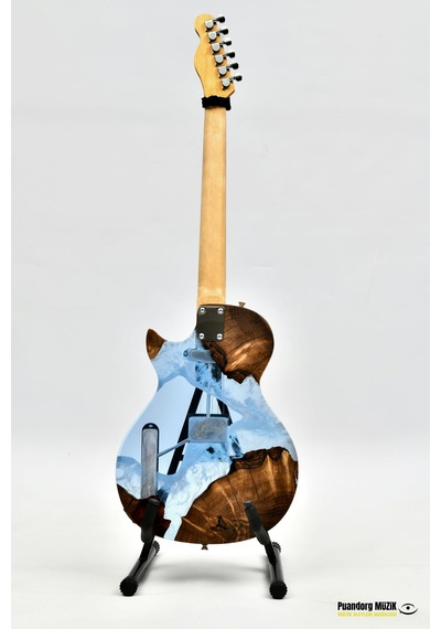 Elektro Gitar Custom Epoksi & Yıllanmış Ağaç Kişiye Özel Mavi