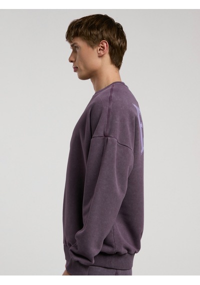Everlast Bronx 1910 Yıkamalı Mor Erkek Sweatshirt Mor