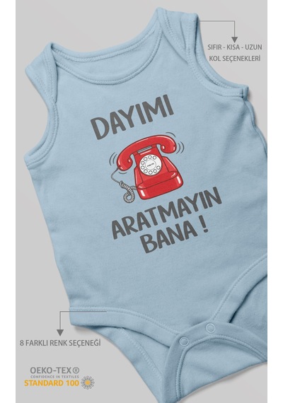 Morivokids Dayımı Aratmayın Bana Sıfır Kollu Bebek Zıbını %100 Pamuk Bebe Mavisi