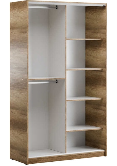 Elit Plus Aynalı Sürgülü Gardırop-açık Ceviz Tori 120x207x52 Cm Gxyxd
