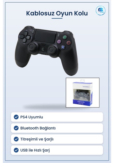 Konsol Gamepad Joystick Ps4 Uyumlu Kablosuz Analog Oyun Kolu Blue