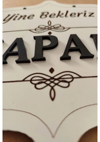 Ahşap Dekoratif Kesim Açık-kapalı Yazısı - Beyaz