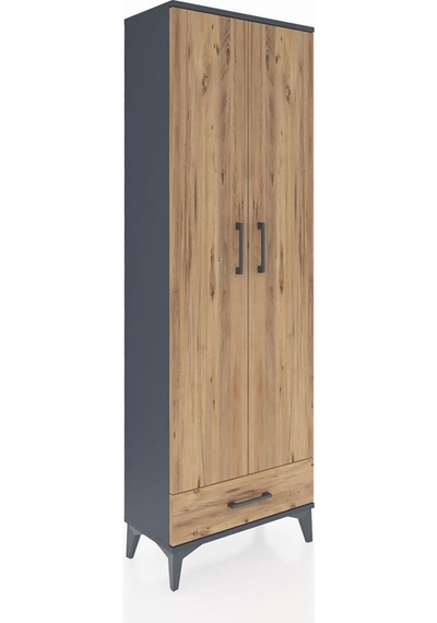 Arges Dolap 2 Raflı Tek Çekmeceli Tek Askılı 60x30x182 Antras... Antrasit