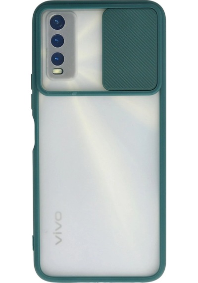 Uryport Vivo Y11s Kılıf Palm Buzlu Kamera Sürgülü Silikon - Yeşil