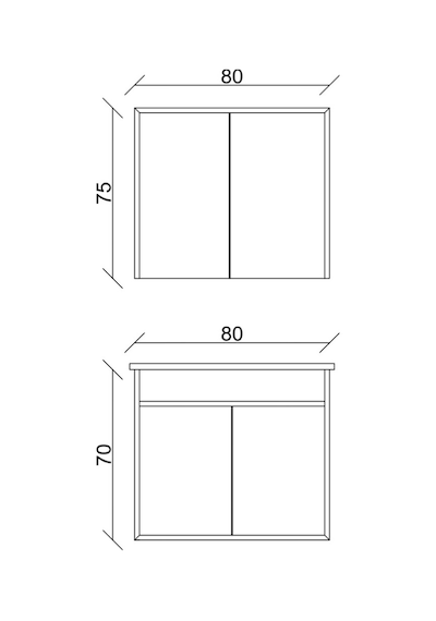 Aras Tk. Asma Alt+üst+lavabo Antrasit/ Atlantik Çam 80 Cm